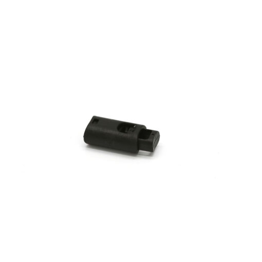 This is a toggle, made from plastic and Black in colour.