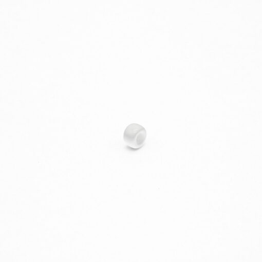 This is a bead, made from plastic and White in colour.