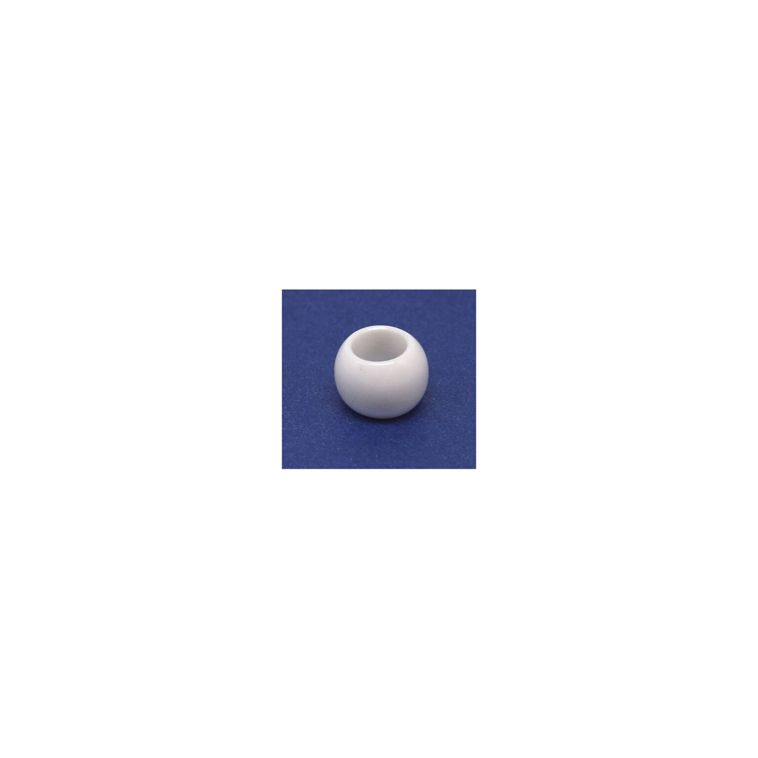 This is a bead, made from plastic and White in colour.