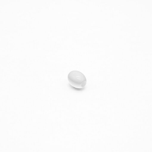 This is a bead, made from plastic and White in colour.
