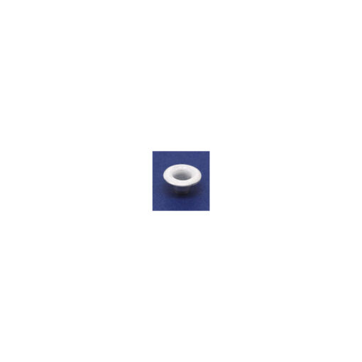 This is a 9.9mm eyelet, made from alum and White in colour.