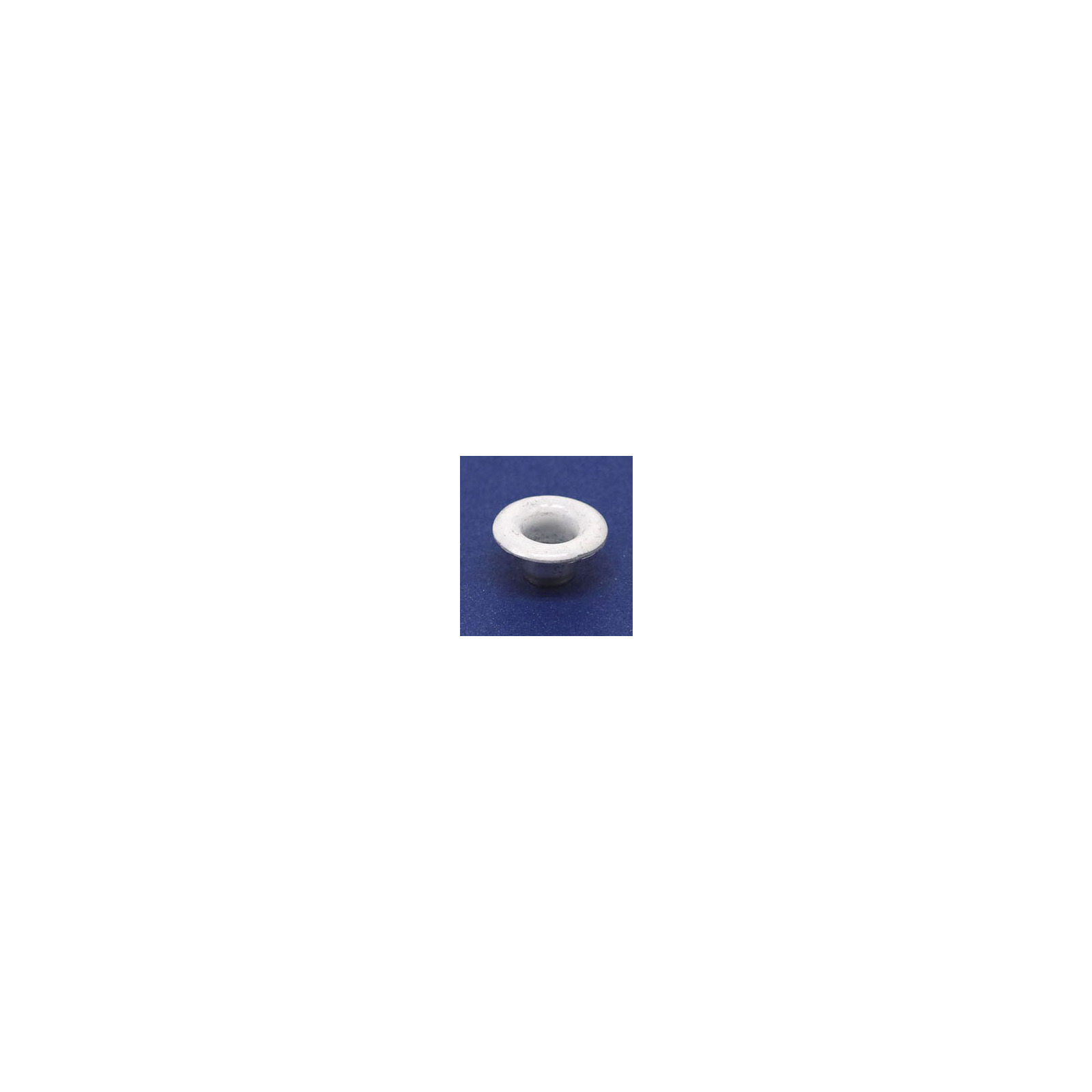 This is a 9.9mm eyelet, made from alum and White in colour.