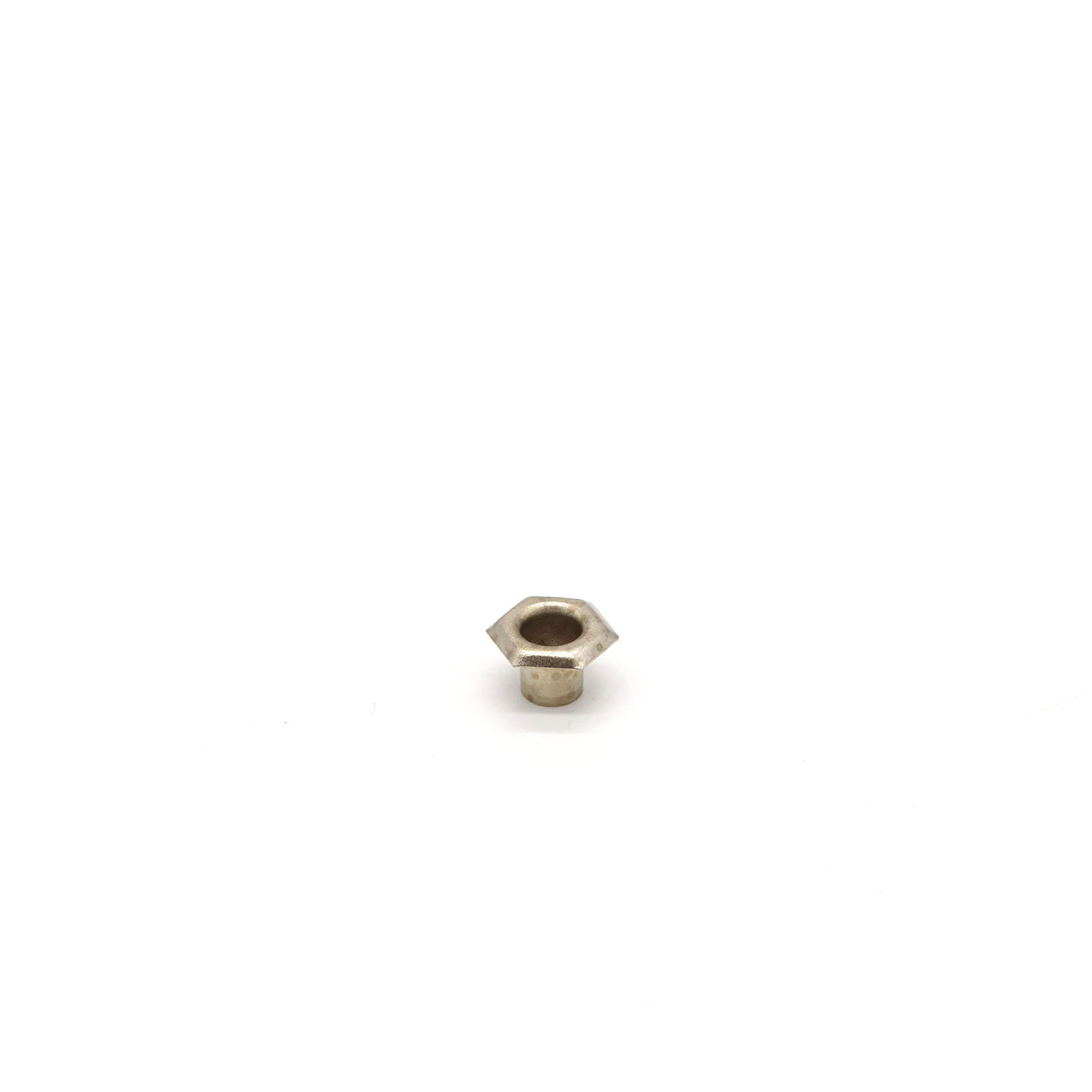 This is a 11.5mm eyelet, made from mild steel and Nickel Plated in colour.