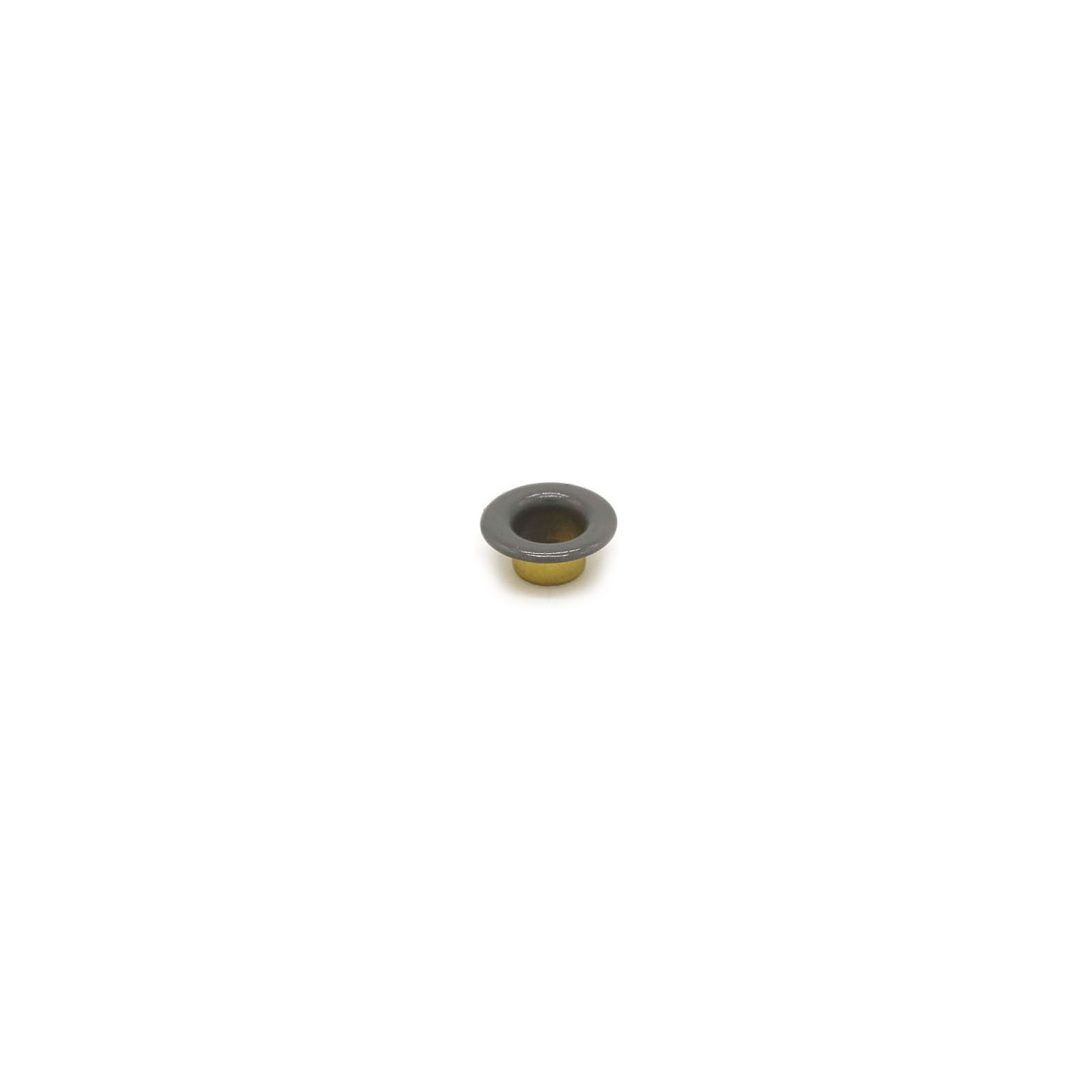 This is a 12mm eyelet, made from brass and Grey in colour.