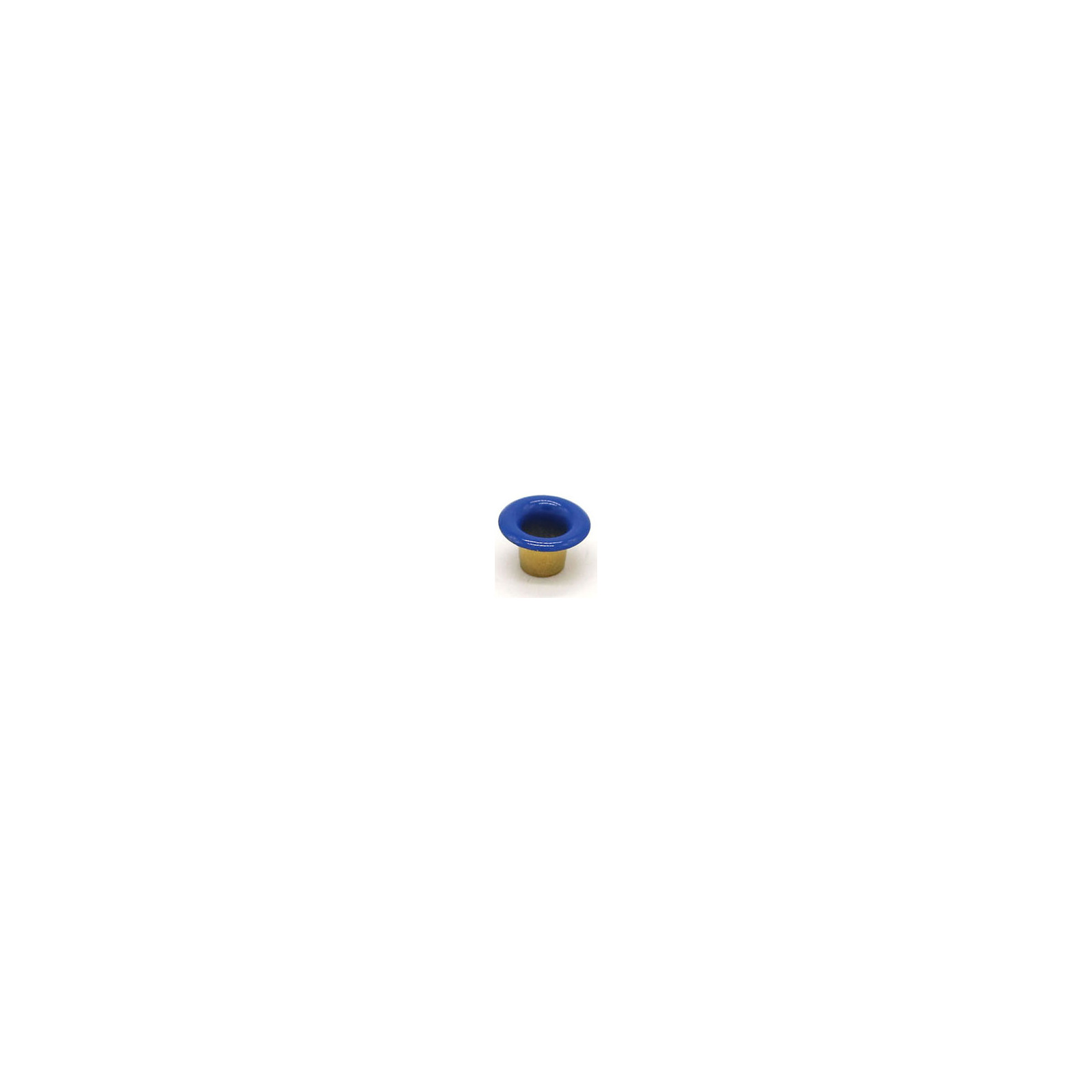 This is a 8mm eyelet, made from brass and Blue in colour.