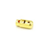 This is a toggle, made from plastic and Gold in colour.