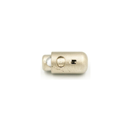 This is a toggle, made from plastic and Matt Silver in colour.