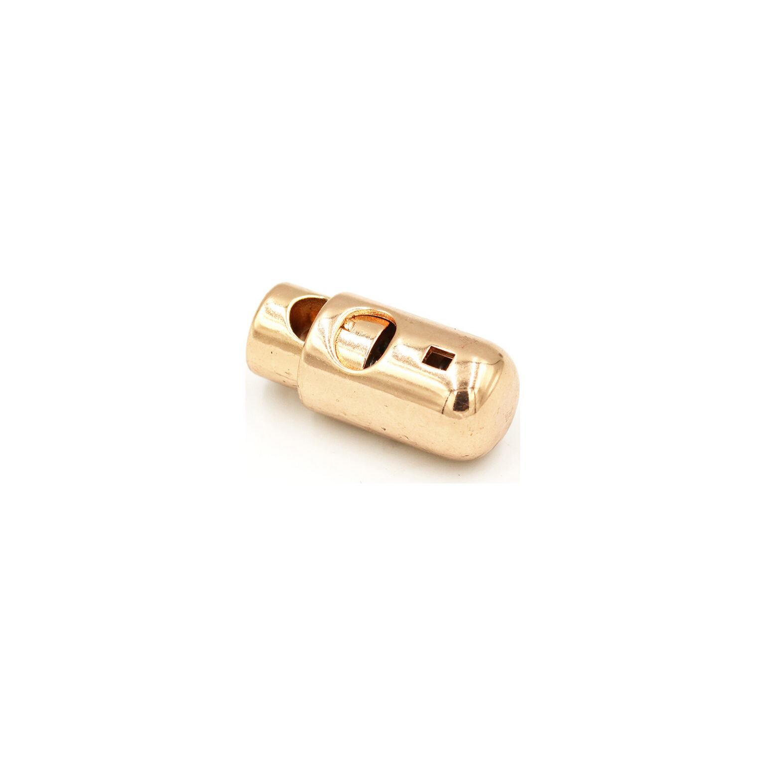 This is a toggle, made from plastic and Rose Gold in colour.