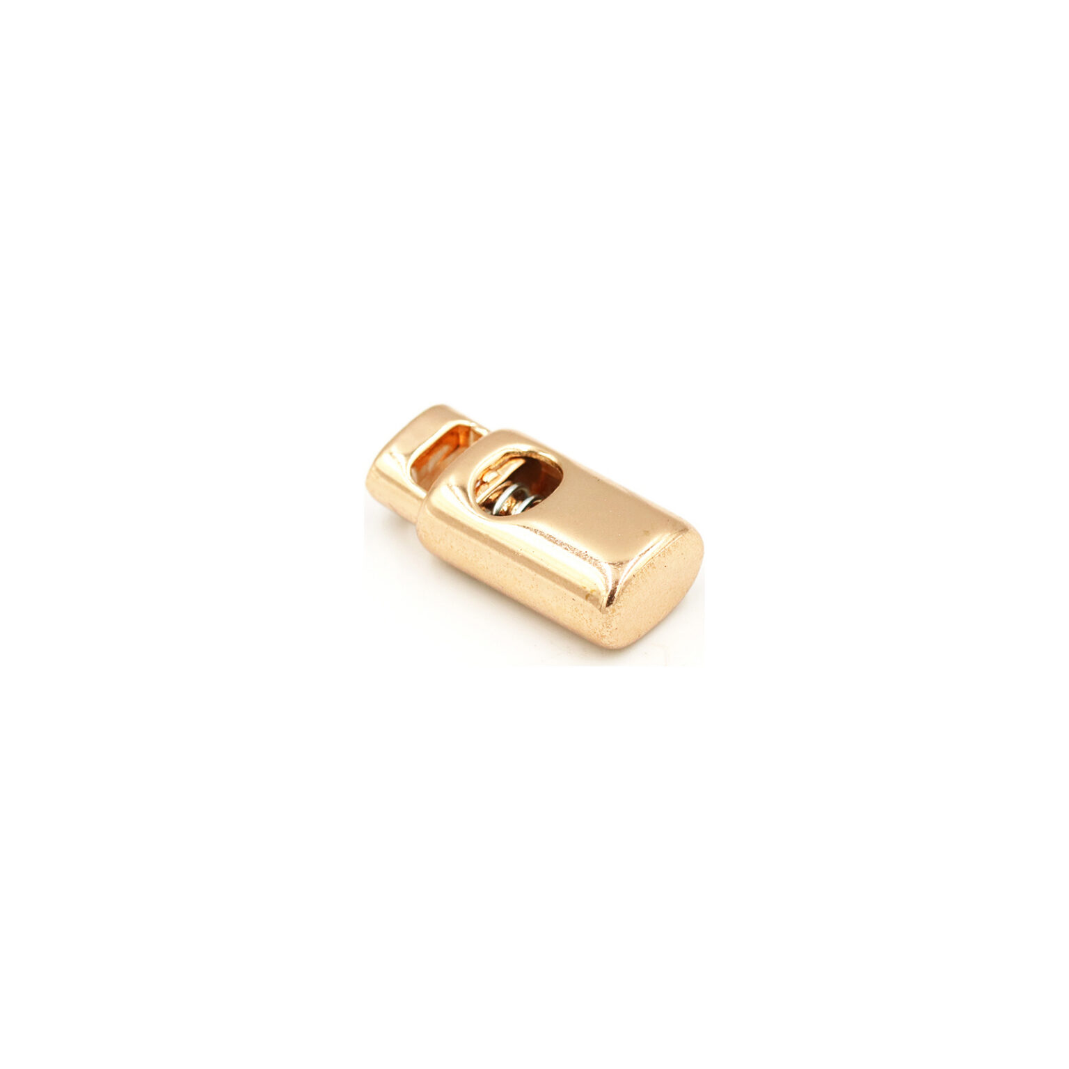 This is a toggle, made from plastic and Rose Gold in colour.