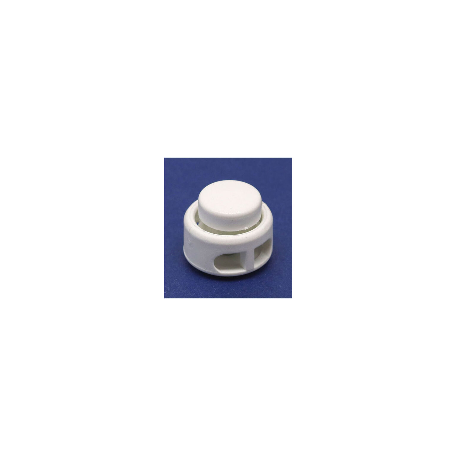 This is a toggle, made from plastic and White in colour.