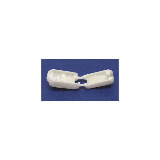 This is a drawcord, made from plastic and White in colour.