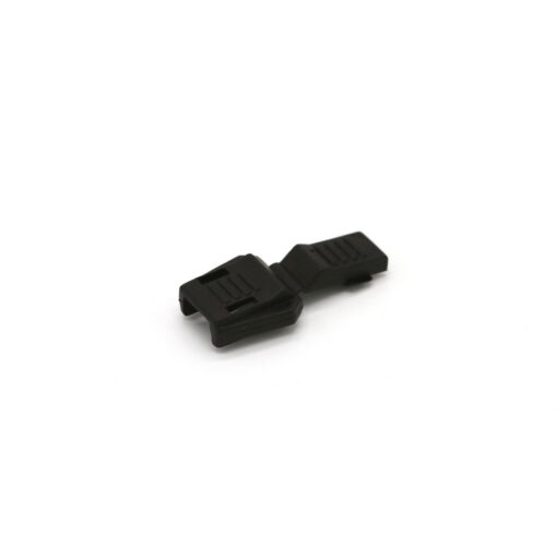 This is a drawcord, made from plastic and Black in colour.
