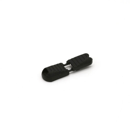 This is a drawcord, made from plastic and Black in colour.