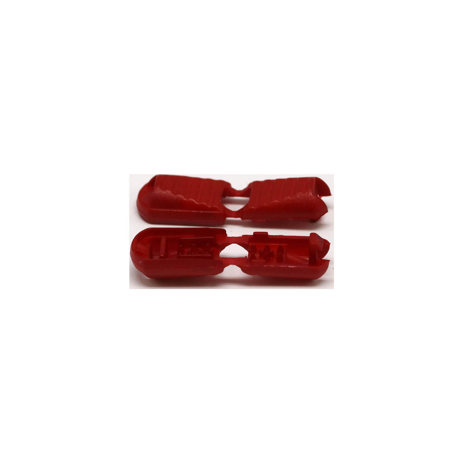 This is a drawcord, made from plastic and Red in colour.