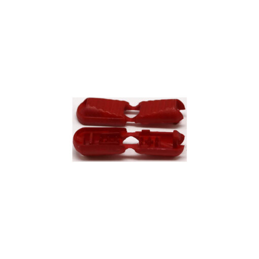 This is a drawcord, made from plastic and Red in colour.
